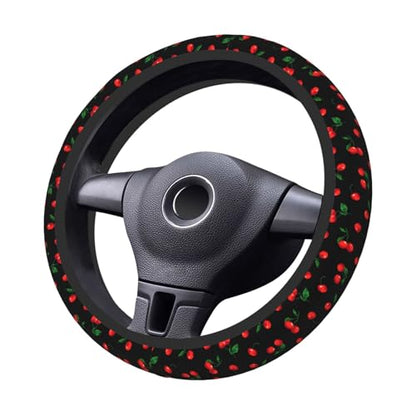 Delicious Cherry Elastic Steering Wheel Cover Non-Slip Breathable Steering Wheel Protector Fit Auto, Suvs, Truck - color: Delicious Cherry