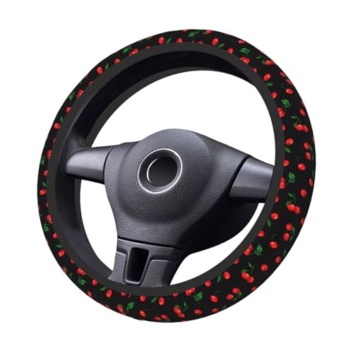 Delicious Cherry Elastic Steering Wheel Cover Non-Slip Breathable Steering Wheel Protector Fit Auto, Suvs, Truck - color: Delicious Cherry