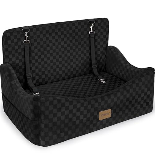 JOEJOY Dog Car Seat for Medium/Large Dogs - Reversible Dual-Sided Travel Dog Car Bed with Memory Foam, Washable Pet Booster Seat for Do gs up to 55 lbs or 2 Small Dogs, 2 Safety Leashes, Black - color: Black, size: Large