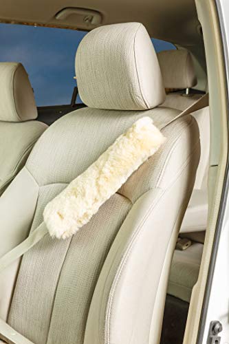 Twin Pack! Soft, Comfortable Universal Fitting Genuine Merino Sheepskin Seat Belt Shoulder Cover Pads for Adults, Children, Youth. Multiple Colors Available (Gobi) - color: Gobi