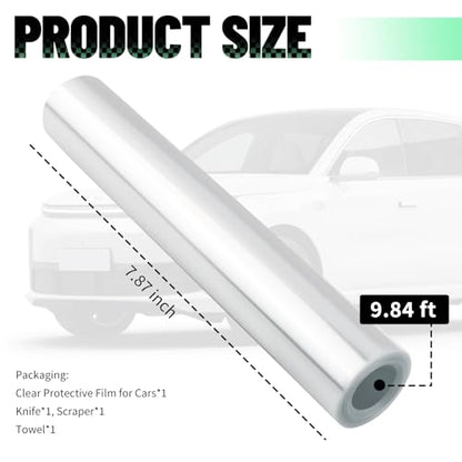 9.84 Ft×7.87 Inch Car Door Protector for Dogs,Cuttable Clear Car Door Edge Guards Avoids Dog Scratches,Dirt,Dust,Universal Clear Protective Film for Cars with Knife,Scraper,Towel
