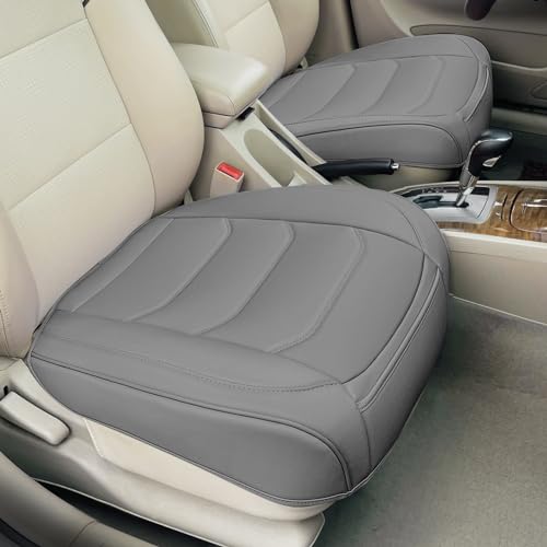Car Seat Cover for Luxury & Comfort - PU Leather, Anti-Slip, Full Wrap Protection with Storage Pocket for Bottom Cushion - Universal Fit for 95% of Vehicles (Gray,2 Piece) - color: gray, size: 2 piece