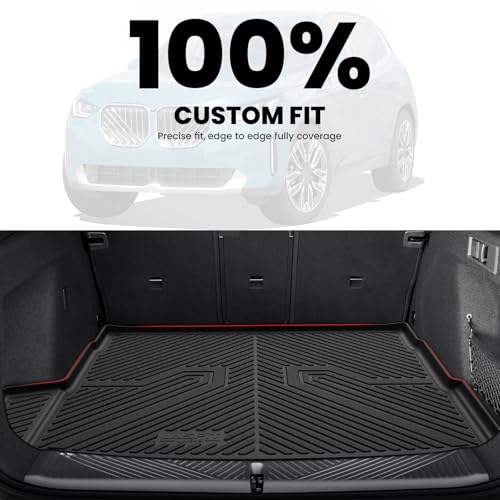LASFIT Cargo Mat & Backrest Mats Seat Protector for BMW X3 2025 2026, Custom Fit 100% TPE All Weather Protection Car Liner for BMW X3 30 xDrive M50 xDrive Trunk Mats, Black - size: 2) X3 2025-2026 | Cargo Mat