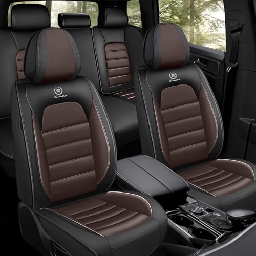 Car Seat Covers for Chrysler 200 2011-2017, Durable Premium Nappa Leather Seats Cover, Modern Sport Seat Cover, Full Wrap Original Car Seats (5 Seats, Black&Coffee)