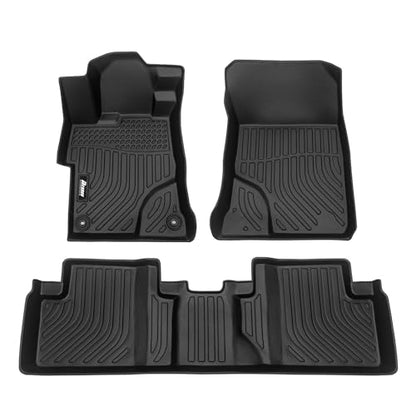 IKON MOTORSPORTS 3D TPE Floor Mats, Compatible with 2012-2015 Honda Civic Sedan 4-Door, All Weather Waterproof Anti-Slip Floor Liners, Front & 2nd Row Full Set Car Interior Accessories, Black