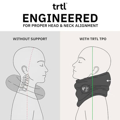 Trtl Pillow - Scientifically Proven, Super Soft Neck Support Travel Pillow for Airplanes - Lightweight and Machine Washable - Ergonomic Design for Traveling on Flights, Cars, and Trains - Black - color: Black