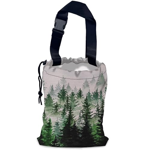 Foggy Forest Car Garbage Bag,Waterproof Small Car Trash Bag Hanging Back of Seat,Drawstring Hanging Car Trash Bag with Adjustable Buckle for Car Accessories - color: Foggy Forest