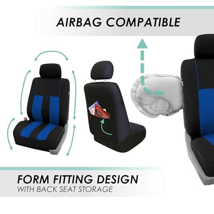 FH Group Striking Striped Car Seat Covers - Universal Fit, Washable Seat Covers for Cars, SUVs, Vans, Sedans, Blue, Front Set - color: Blue, size: Front Set