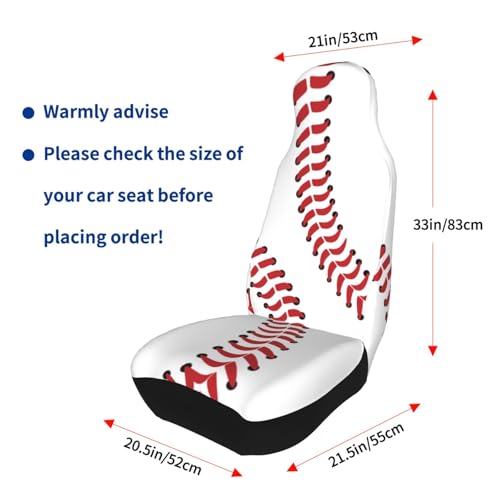 Baseball Print Front Seat Covers 2 Pack, Vehicle Seat Protector Car Mat Covers, Fit Most Bucket Seats - color: Baseball Print