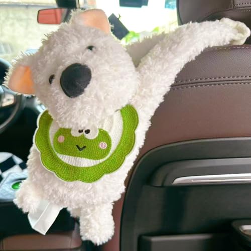 Plush Monkey Tissue Box Holder, Plush Pocket Tissue Cover for Car, Home, Office, Desk, Bathroom, Cute Decorative Soft Organizer (Green Frog Dog) - color: Green Frog Dog