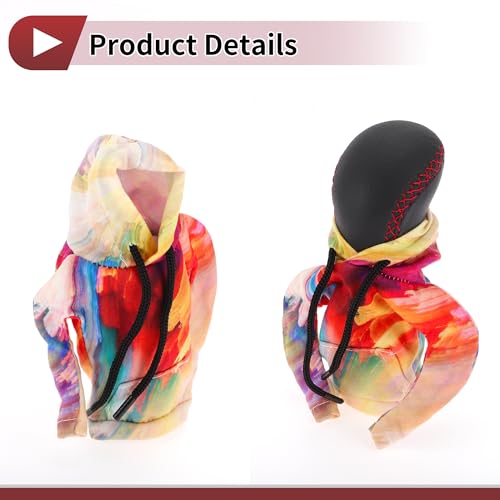 1 Pc Gear Shift Knob Cover Decoration Stick Shifting Handle Protector 5.91"x4.33" 3D Printed Hoodie Style Purple Yellow Polyester