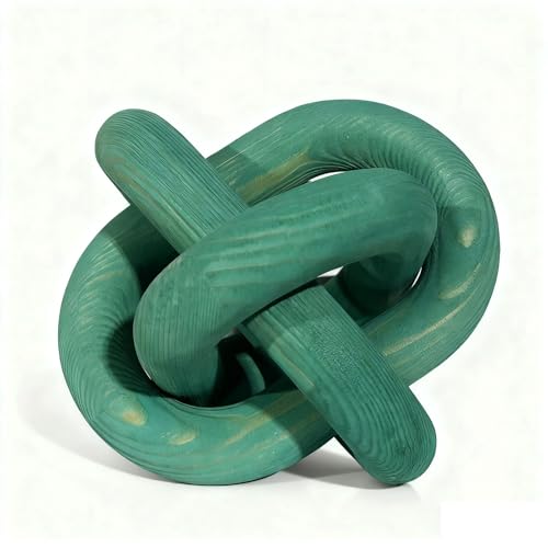 Wood Knot Decor -Coffee Table Decor Shelf Decor Table Books Hand Carved Home Decoration Boho Country Rustic Modern Shabby Chic Style 3 Link Wooden Knot Chain Link Decor (Green) - color: Green