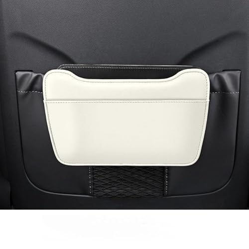 Car Leather Trash Can for Seat Back, Hanging Garbage Bin, Waterproof Foldable Stroage Organizer for Car, Multipurpose Interior Accessories for SUV Truck RV Camping (White Chair Back Clip) - color: white Chair back clip