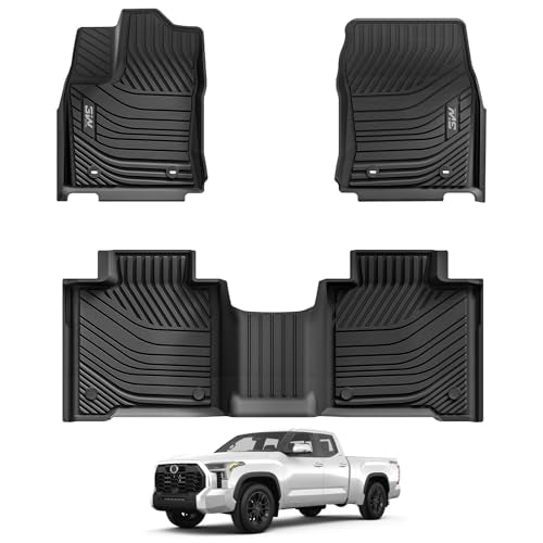 3W Floor Mats Fit 2022-2026 Toyota Tundra CrewMax Cab, TPE All Weather Custom Fit Floor Liner for Tundra SR/SR5/TRD PRO/Limited/Platinum/Castone Accessories Car Mats Easy Clean