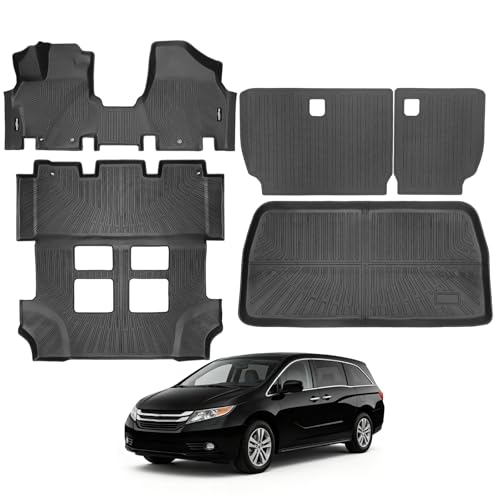 Floor Mats for Honda Odyssey 2011-2017, Trunk Mat and Backrest Mat All Weather TPE Protector for Honda Odyssey Accessories - size: 12)Odyssey|2011-2017