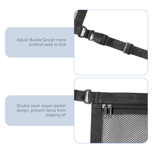 Car Ceiling Cargo Net, 20.87" x 31.49" Snap-on Roof Cargo & Trunk Organizer, Zip Seal Car Roof Storage Net for Road Trips, Universal for Most Cars, SUVs, Trucks (Black)