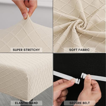 SPRINGRICO Stretch Dining Bench Cover, Removable Bench Slipcover Washable Bench Seat Protector Rectangle Bench Cover for Dining Room, Living Room, Bedroom, Kitchen (S2-Beige) - color: S2-beige