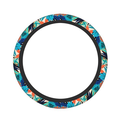 Car Steering Wheel Cover,Tropical Leaves Universal Non Slip Wheel Protector 15 Inch Elastic Car Accessories for Men Women - color: Tropical Leaves