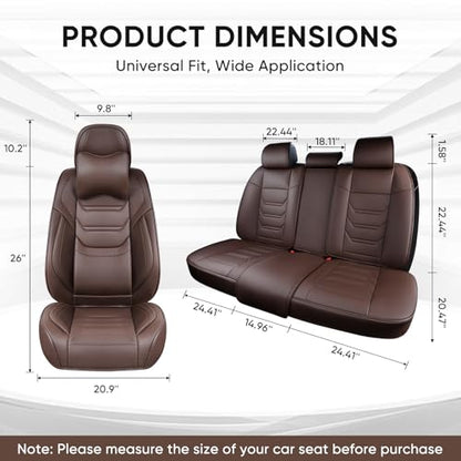 TIEHESYT Coffee Car Seat Covers Full Set, Breathable Leather Automotive Front and Rear Seat Covers with Headrest, Car Seat Protectors Full Set, Compatible with Most Vehicles, SUV - color: Coffee, size: Front Pair and Rear