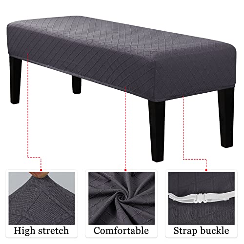 Lebaley Waterproof Stretch Bench Cover – Quilted Pattern, Elastic Rectangular Bench Seat Cover, Washable Bench Slipcover for Dining Room, Entryway & Kitchen (Grey) - color: Grey, size: Regular - Standard
