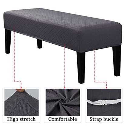Lebaley Waterproof Stretch Bench Cover – Quilted Pattern, Elastic Rectangular Bench Seat Cover, Washable Bench Slipcover for Dining Room, Entryway & Kitchen (Grey) - color: Grey, size: Regular - Standard