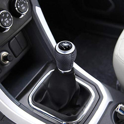 5 Speed Manual Gear Shifter Stick Handle Black Stitched Leather Shift Lever Knob Replacement Fit Most Trucks Cars