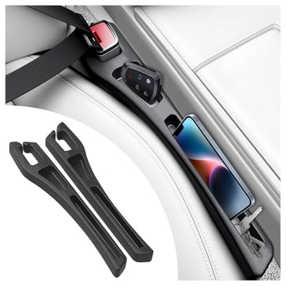 2PCS Car Seat Gap Filler Organizer,Upgraded Car Side Seat Gap Fillers with Dual Slot Design,in Between Cars Seats Catcher Cars Accessories for Filling 1.3-1.4 Inch Gaps
