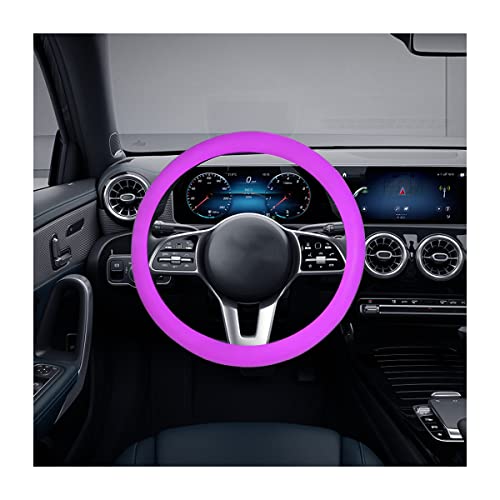 Car Silicone Steering Wheel Cover, Soft Anti-Slip Auto Steering Wheel Protector Fit 14 Inch, Universal Vehicle Interior Accessories for Cars, SUVs, Trucks, and Vans (Purple) - style: Purple