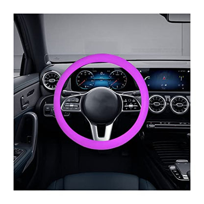 Car Silicone Steering Wheel Cover, Soft Anti-Slip Auto Steering Wheel Protector Fit 14 Inch, Universal Vehicle Interior Accessories for Cars, SUVs, Trucks, and Vans (Purple) - style: Purple