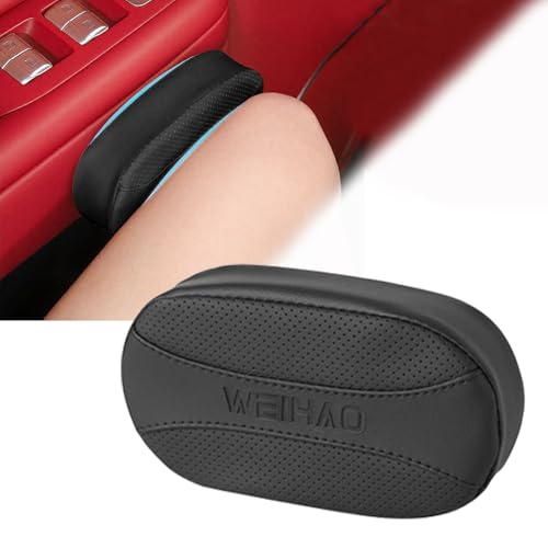 Car Knee Cushion Pad, Car Door Knee Pad Rest Cushion, Center Console Car Knee Pad Protector, Memory Foam Compact Knee Support with Hook & Loop, Nappa Leather Car Knee Support Cushion (Black-1 PC) - color: Black-1 PC