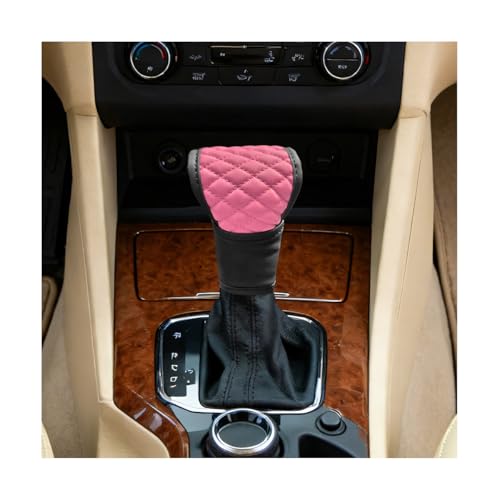 Car Gear Shift Knob Cover, Leather Soft Anti-Slip Vehicle Knob Gear Stick Protector, Automotive Interior Decorative Shifter Stick Protection Cover, Universal for SUV Motorhome Lorry (Pink) - color: Pink