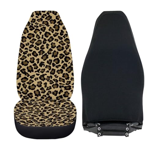 Leopard Print Car Front Seat Covers Set of 2 Nonslip Car Seat Covers Front Seats Only Stretch Polyester Fabric Cover Cars Seats Covers Protector for Cars Sedans SUVs - color: Leopard Print