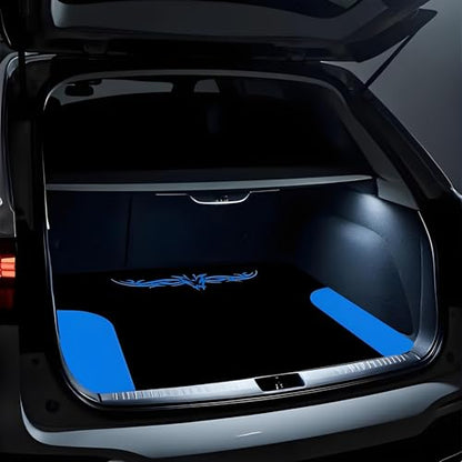 Universal Car Trunk Mat 29" x 39", Blue Stripes Print All Weather Trunk Protection Cargo Liner, Durable Cargo Mat Rear Trunk Liner, Stylish Vehicle Interior Accessories Suitable for Most Car Models - color: Blue Stripes