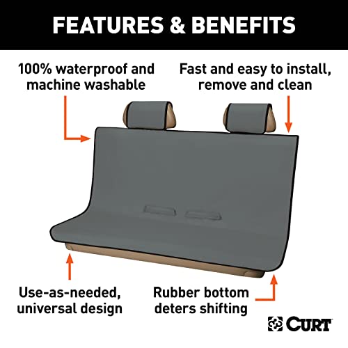 CURT 18510 Seat Defender 58-Inch x 55-Inch Grey Waterproof Universal Bench Car Seat Cover Protector - color: Grey, size: Bench Seat
