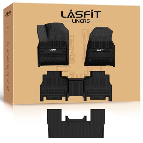 LASFIT Floor Mats for Jeep Grand Wagoneer/Grand Wagoneer L 2022 2023 2024 2025 7 Seats (NOT Fit Wagoneer & 8-Seat) All Weather TPE Custom Fit Car Mats Floor Liners 1st & 2nd & 3th Row, Black - style: Grand Wagoneer 7-Seat 2022-2025