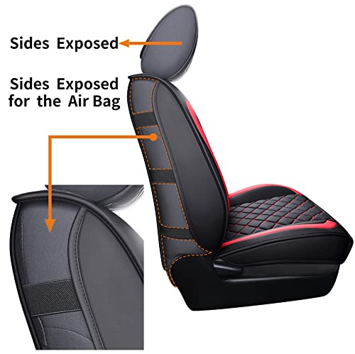 Tomatoman Tacoma Seat Covers Customized for 2005-2025 2026 Sport Extended SR V6 Pickup TRD, Waterproof Faux Leather Car Cushions(2 PCS Front, Black-Red) - color: 2 PCS Front/Black-Red