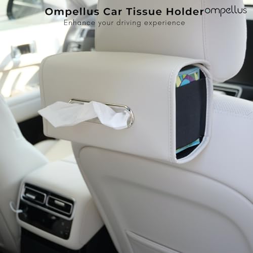 Premium PU Leather Car Tissue Holder, Classic Style, Rectangular, Black - color: Black