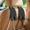Car Seat Headrest Hooks - 2 Pack Universal Car Purse Hook, Leather Car Bag Purse Holder with Double Metal Hooks for Handbags, Grocery Bags, Bottles, Phones - color: Black