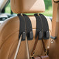 Car Seat Headrest Hooks - 2 Pack Universal Car Purse Hook, Leather Car Bag Purse Holder with Double Metal Hooks for Handbags, Grocery Bags, Bottles, Phones - color: Black