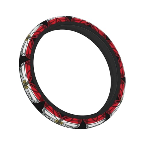 Butterfly Egyptian Flag Breathable Neoprene Steering Wheel Cover - Anti-Slip Floral Design Universal Fit for Cars/Trucks/Suvs (14.5"-15" Inch) - color: Butterfly Egyptian Flag