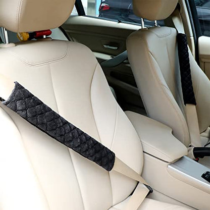 Tatuo 4 Pack Seat Belt Cover Extra Long Seat Belt Pads for Car Soft Comfort Shoulder Strap Covers Harness Pads Helps Protect Your Neck and Shoulder(15.8 Inch,Black)