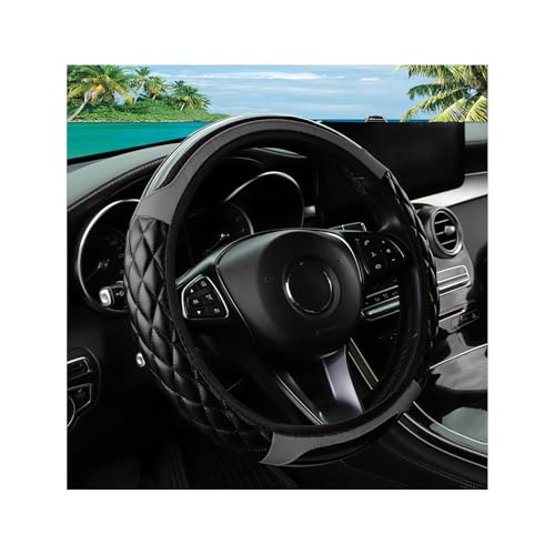 Car Steering Wheel Cover, 14.5-15inch Leather Anti-Slip Car Wheel Cover Protector, Safety Comfortable Desgin, Universal Auto Steering Wheels Accessories for Cars Truck SUV (Gray) - color: Gray