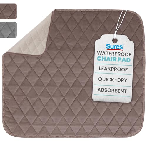Sures Waterproof Chair Pads for Incontinence (22" x 21") - Washable, Waterproof Seat Protector - Chair Protector Seat Cover - Absorbent Pad for Bed, Seat, Car, Wheelchair & Recliner (Brown, 1 Pack) - color: Brown, size: 1 Pack