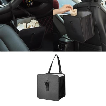 Car Trash Can, Oxford Cloth Foldable Car Trash Bin Hanging, 1.85 Gallon Capacity Garbage Bag Organizer, Leak-Proof Waterproof Auto Storage Container (Medium)