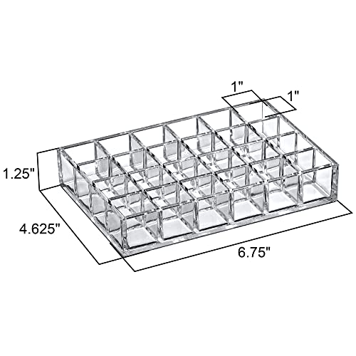 Amazing Abby - Allure - 2-Pack 24-Slot Acrylic Lipstick Organizer, Lipstick Holder, Lip Gloss Holder, Cosmetic Storage Display, Perfect Storage Solution for Drawer and Vanity (Slot Size: 1.0" x 1.0") - size: 24-Slot (2-Pack)
