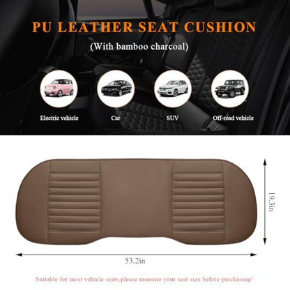 Leather Car Seat Cover, Breathable Rear Seat Bottom Cushion Pad Filling Bamboo Charcoal, Comfortable Anti-Slip Vehicle Long Bench Cover with Storage Pockets, Car Accessories (Coffee) - color: Coffee