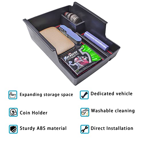 EDBETOS Center Console Organizer Tray Compatible with Chevy Malibu Accessories 2016-2019 2020 2021 2022 2023 2024 2025 Secondary Armrest Storage Box Insert Tray, USB Cable Hole, ABS Material, Red - color: Red Trim