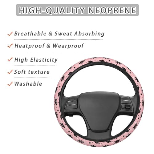 Halloween Cute Cartoon Bat Steering Wheel Cover for Women Men, Non-Slip Steering Wheel Protector Car Wheel Covers, Universal 15 Inch Fit for Auto, Suvs, Truck - color: Halloween Cute Cartoon Bat