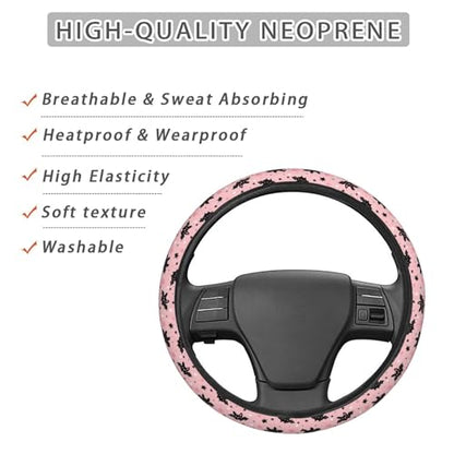 Halloween Cute Cartoon Bat Steering Wheel Cover for Women Men, Non-Slip Steering Wheel Protector Car Wheel Covers, Universal 15 Inch Fit for Auto, Suvs, Truck - color: Halloween Cute Cartoon Bat