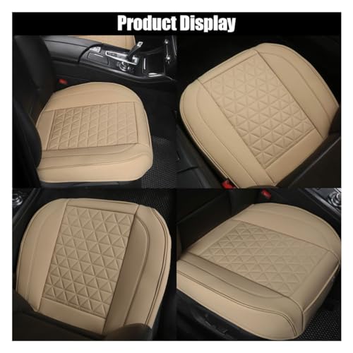 Leather Car Seat Cover, Auto Front Bottom Seat Cover Luxury Car Seat Protector Anti-Slip Waterproof Cushion Cover with Storage Pocket, for Most Cars, Trucks, SUVs (Beige) - color: Beige